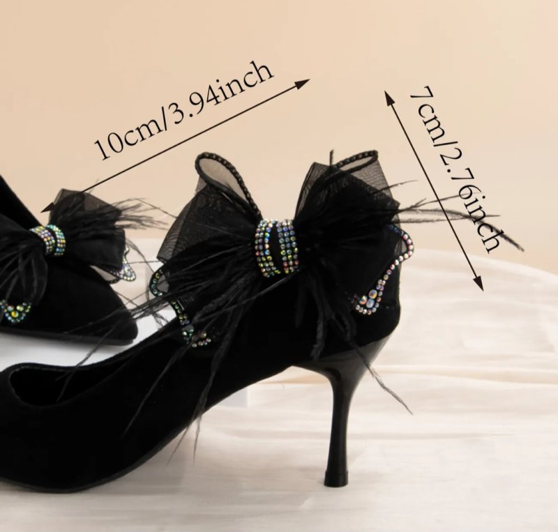 Аксесоар за обувки черни панделки