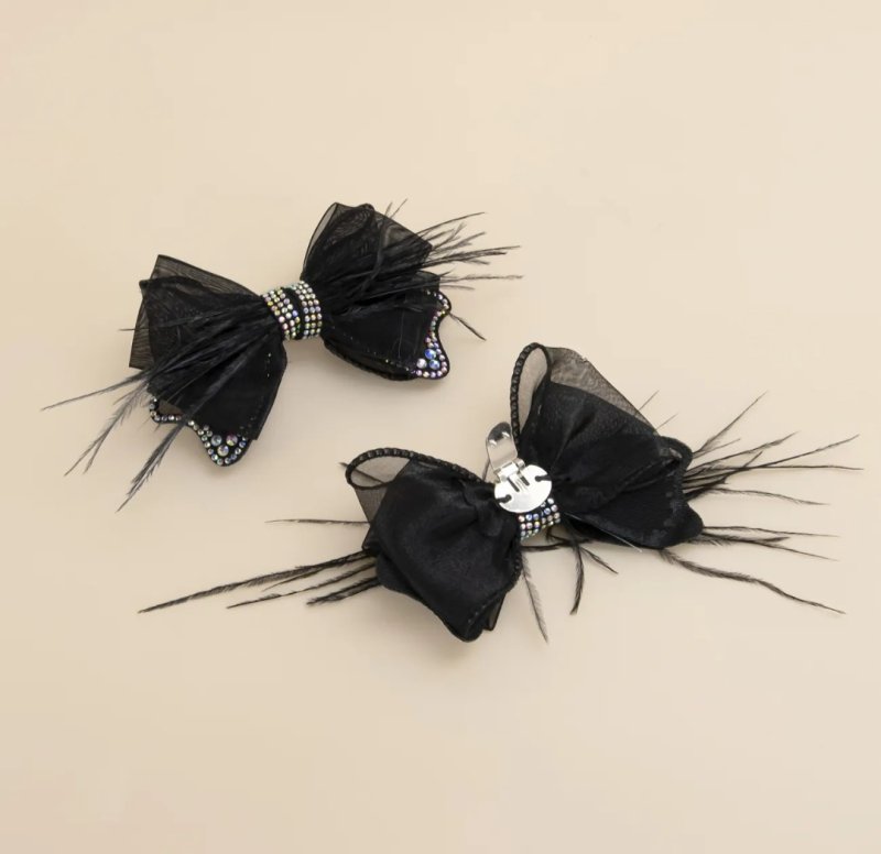 Аксесоар за обувки черни панделки