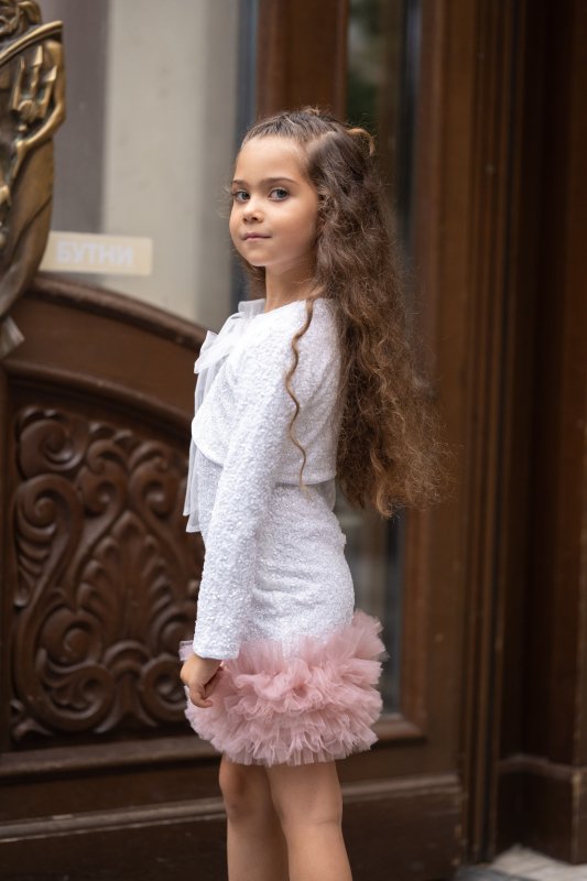 Детско сако с бели пайети