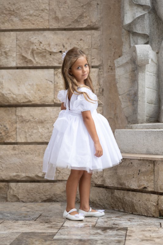 Детска бяла рокля от органза