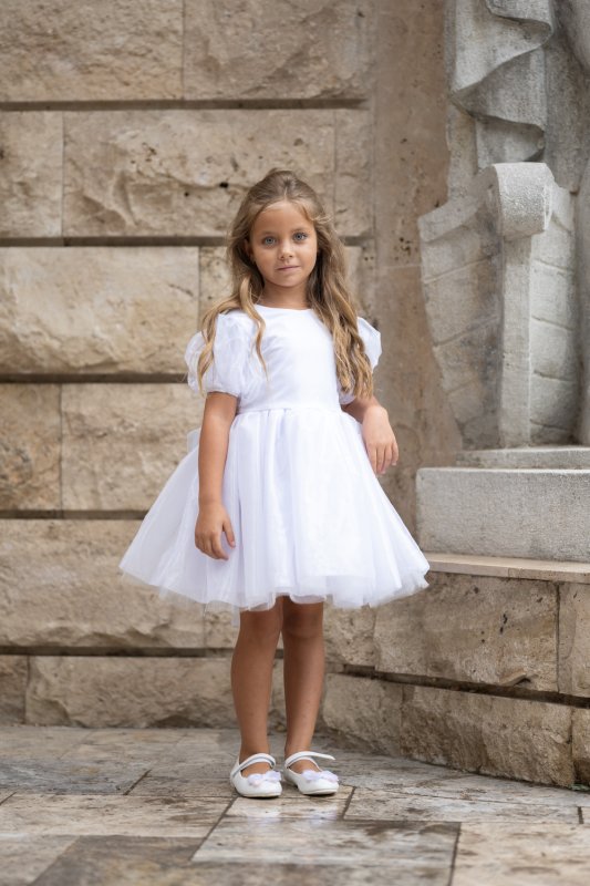 Детска бяла рокля от органза