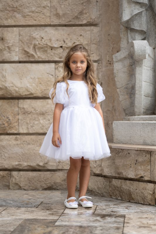 Детска бяла рокля от органза