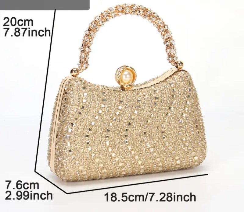 Златиста вечерна чанта с камъни 